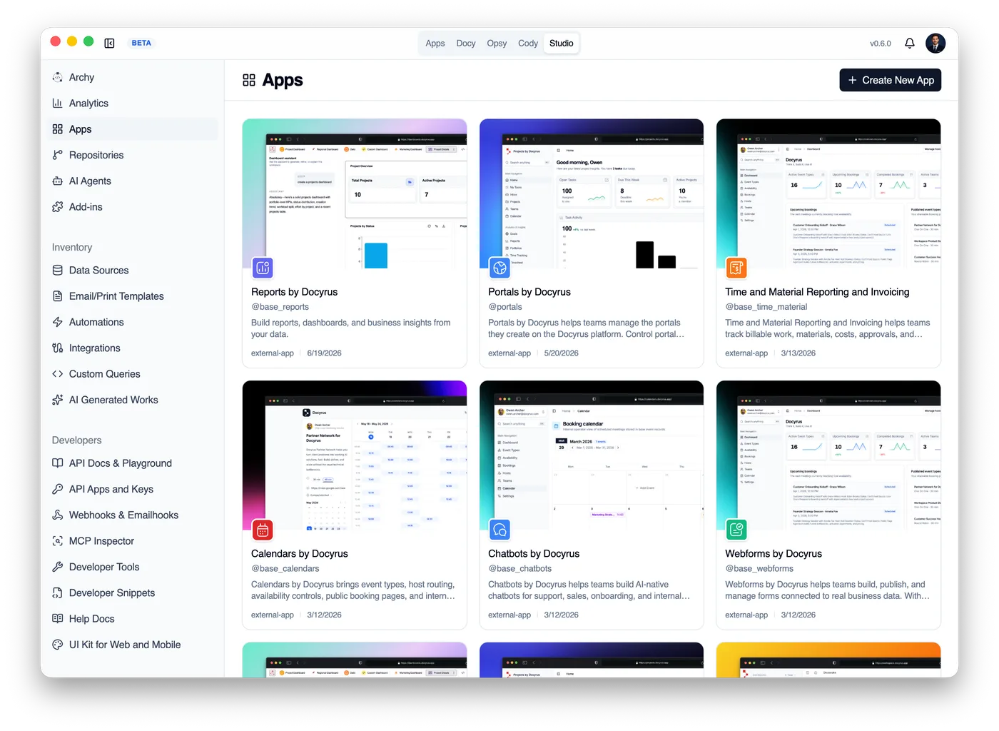 Docyrus Studio in the Docyrus desktop app